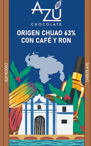 BARRA DE CHOCOLATE CHUAO CON CAFÉ Y RON 63%
