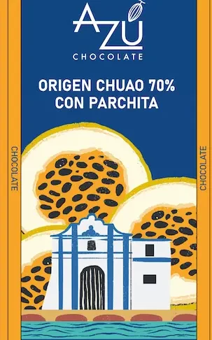 BARRA DE CHOCOLATE CHUAO CON PARCHITA (FRUTA DE LA PASIÓN) 70%