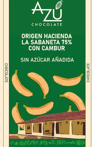 Barra de Chocolate Hacienda La Sabaneta 75% con cambur sin azúcar añadida